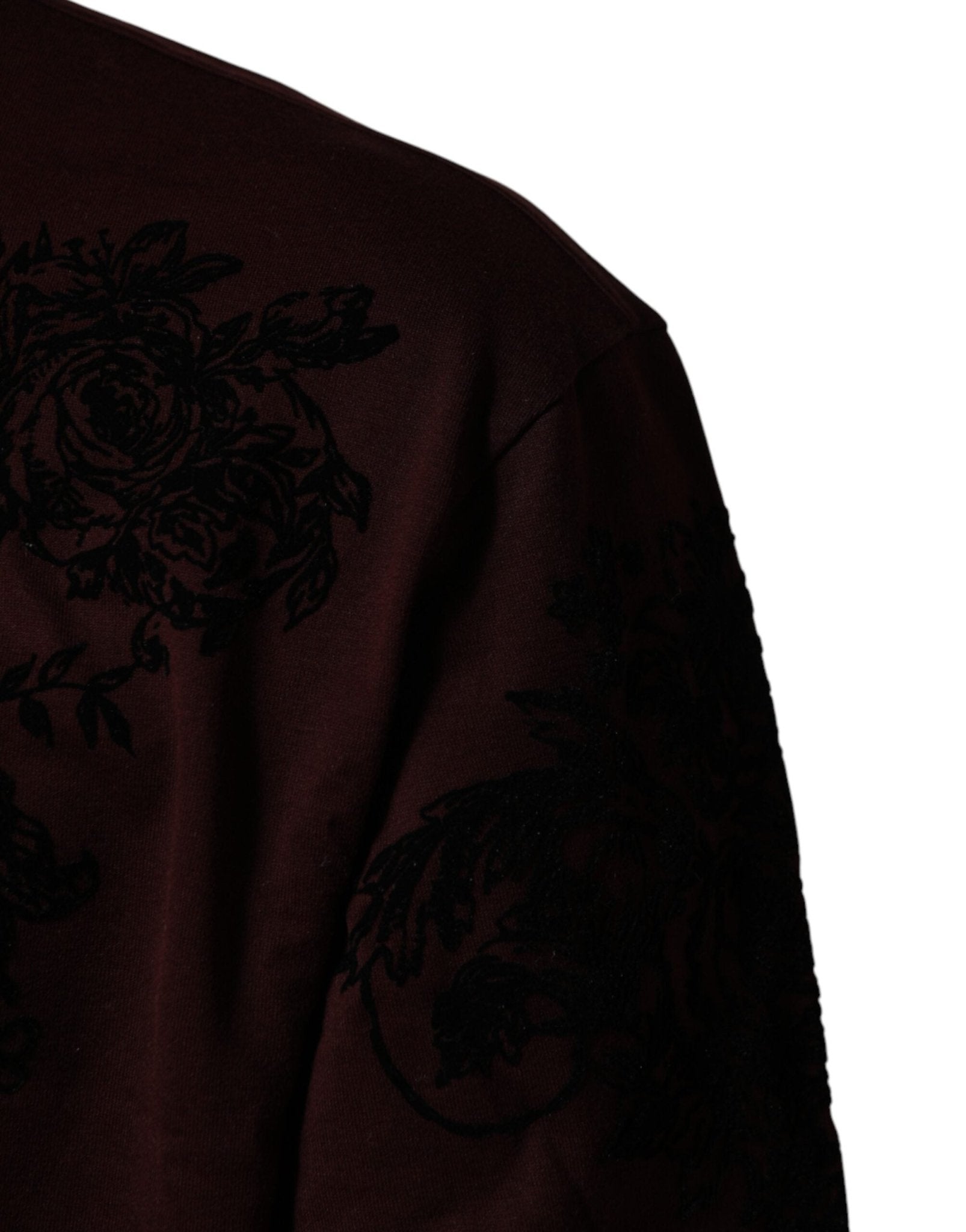 Dolce & Gabbana Maroon DG Crown Floral Crewneck Men T-shirt - RIMODA