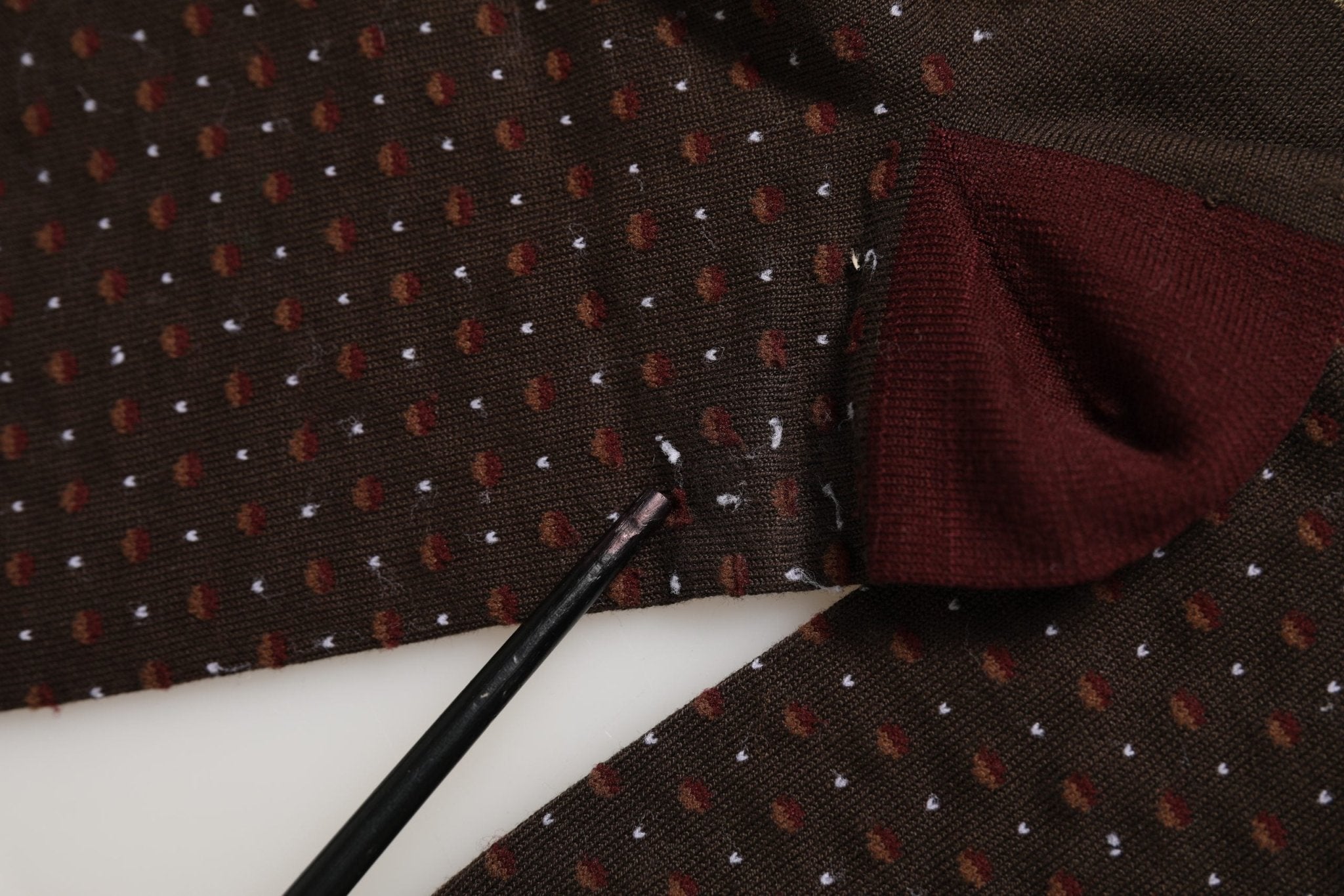 Dolce & Gabbana Maroon Dotted Wool Over The Calf Accessory Socks - RIMODA