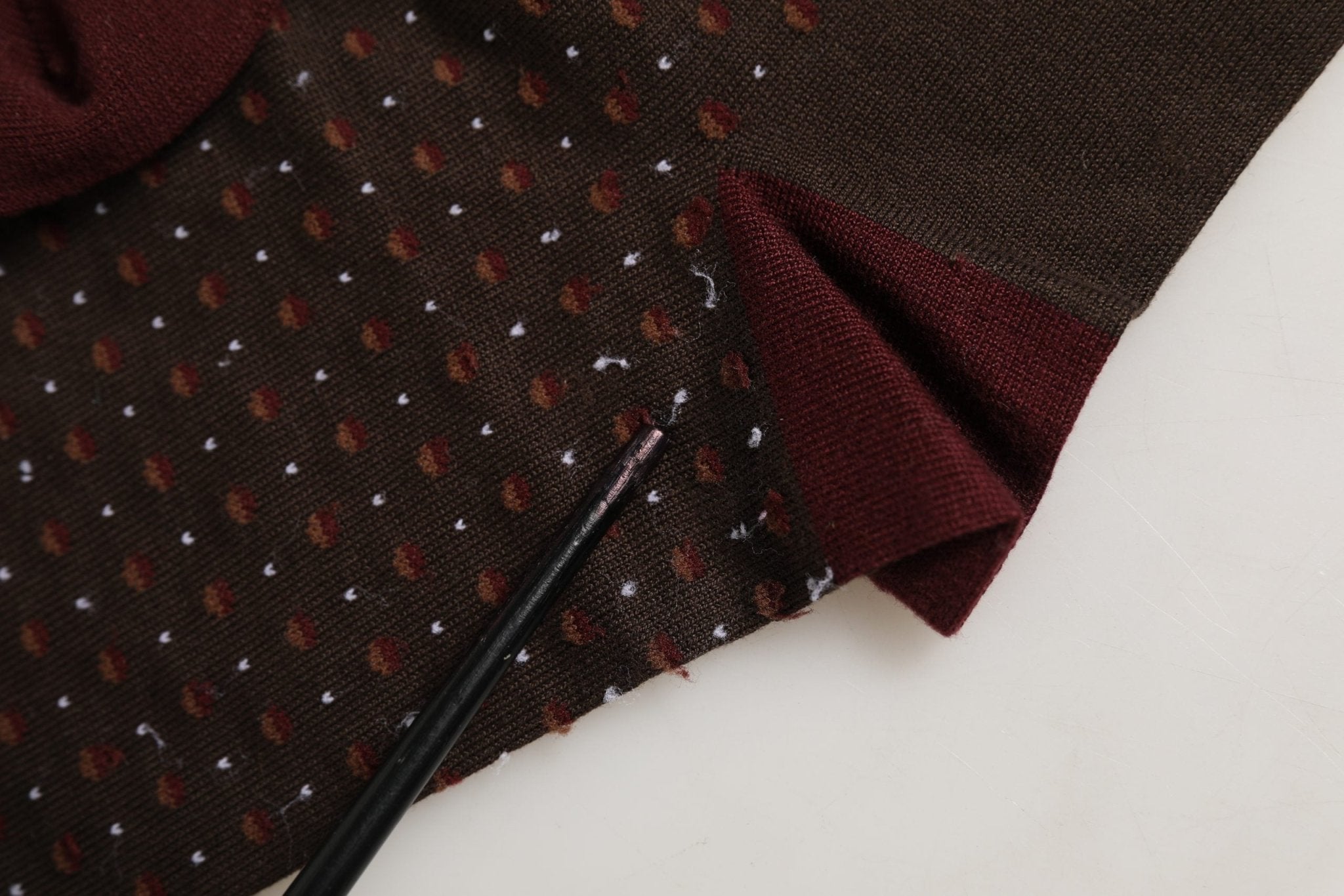 Dolce & Gabbana Maroon Dotted Wool Over The Calf Accessory Socks - RIMODA
