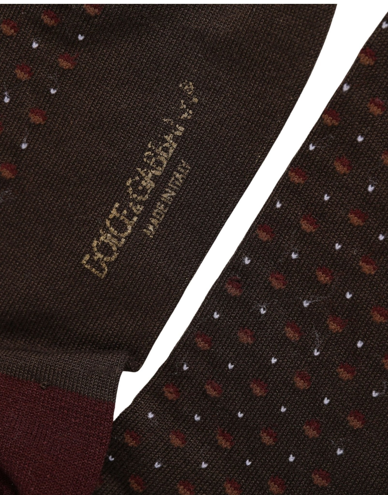 Dolce & Gabbana Maroon Dotted Wool Over The Calf Accessory Socks - RIMODA