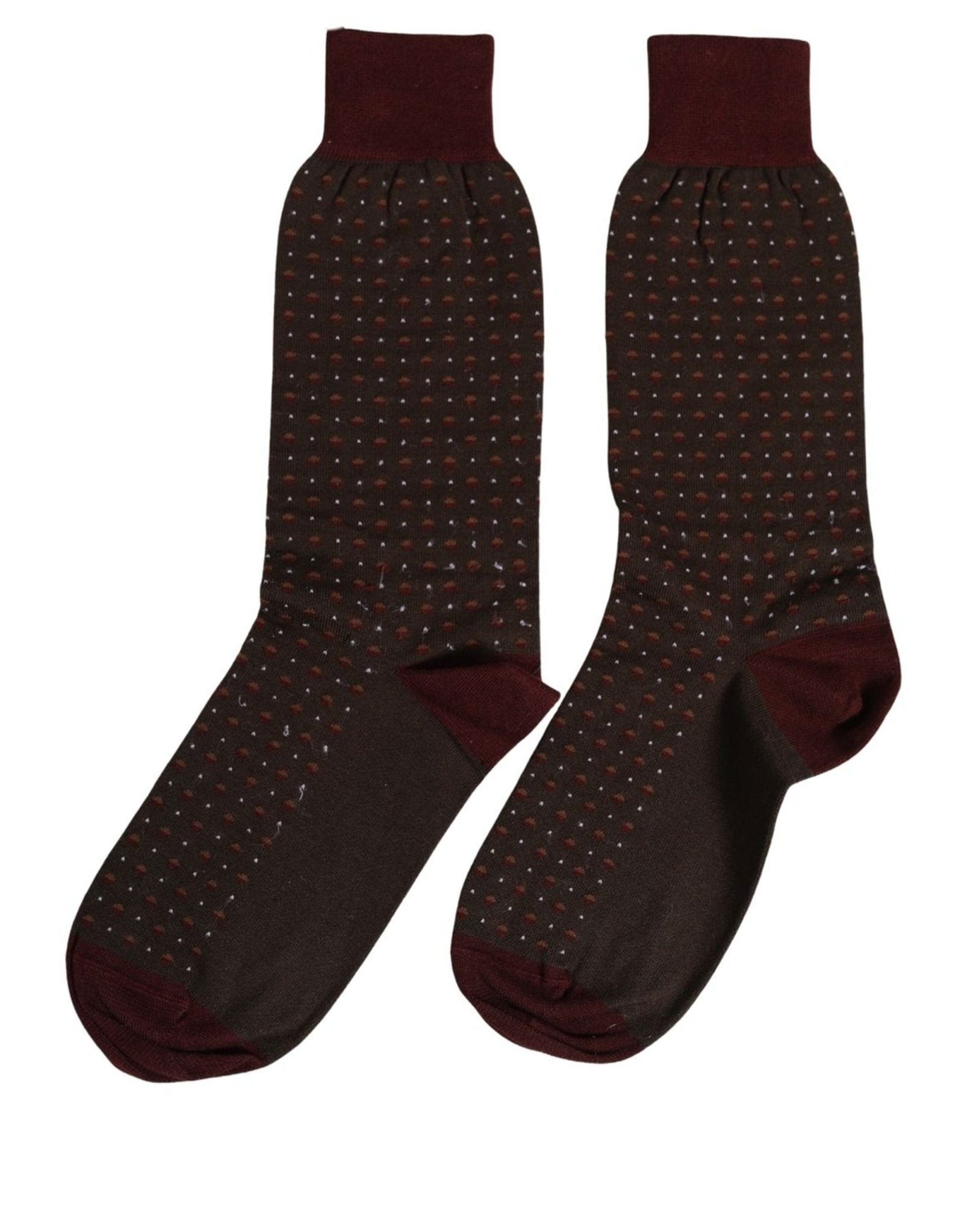 Dolce & Gabbana Maroon Dotted Wool Over The Calf Accessory Socks - RIMODA