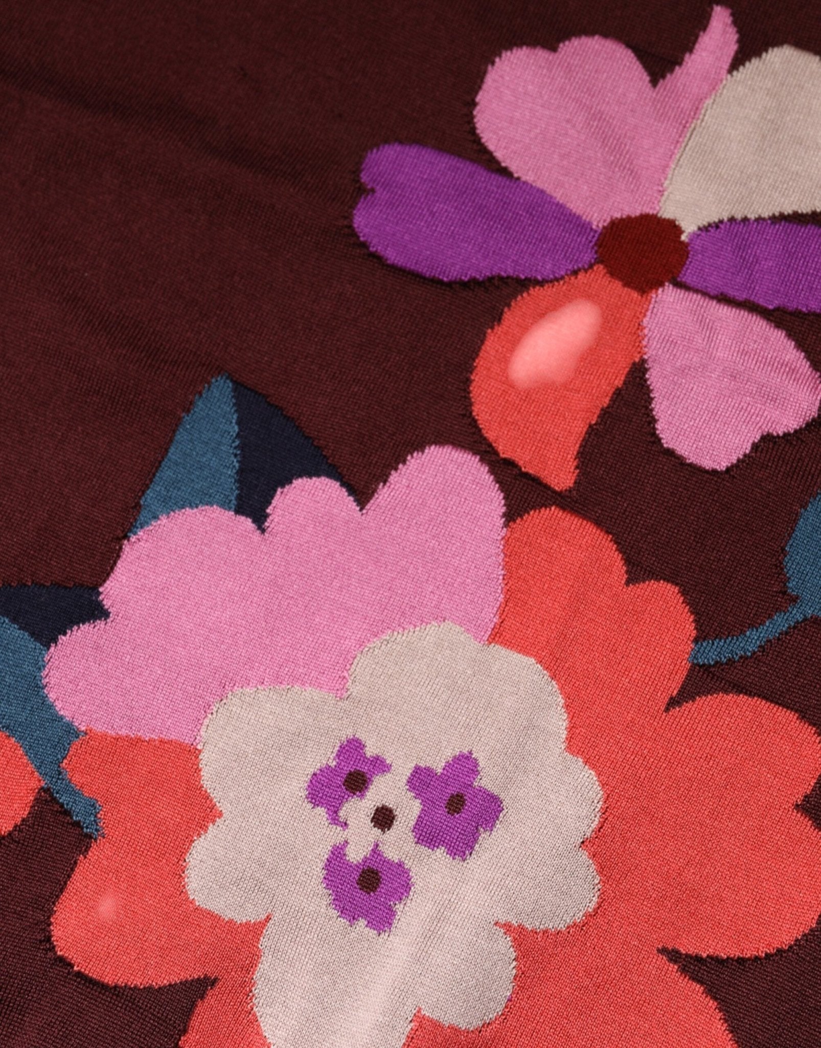 Dolce & Gabbana Maroon Floral Silk Crew Neck Blouse Top - RIMODA