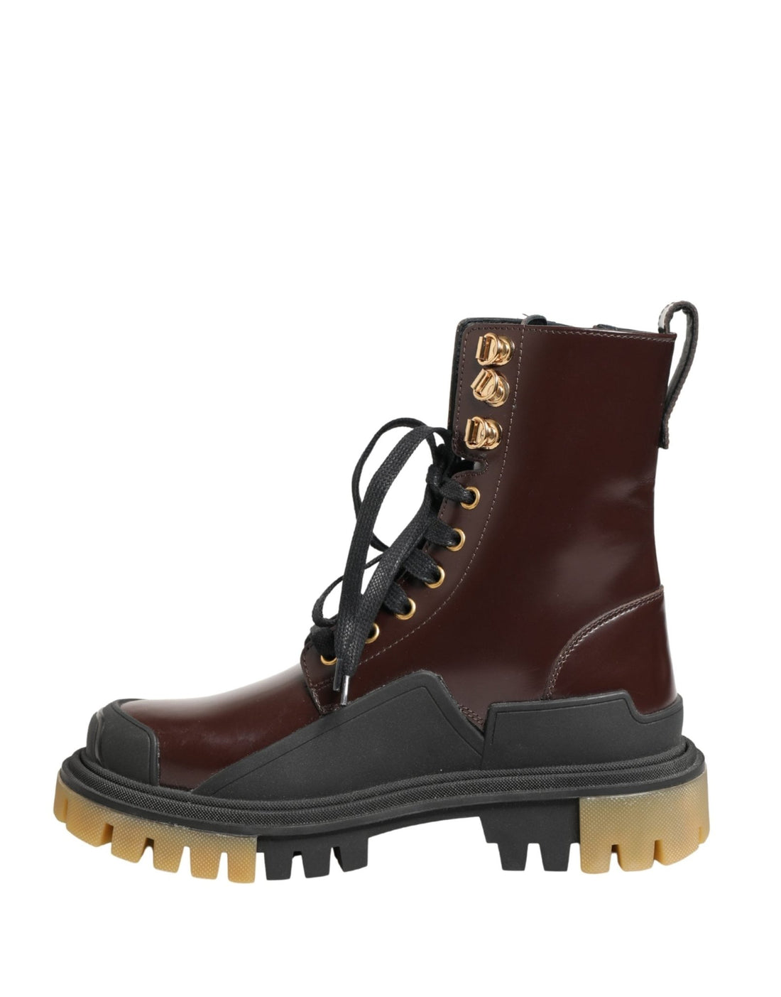Dolce & Gabbana Maroon Leather Lace Up Biker Boots Shoes - RIMODA
