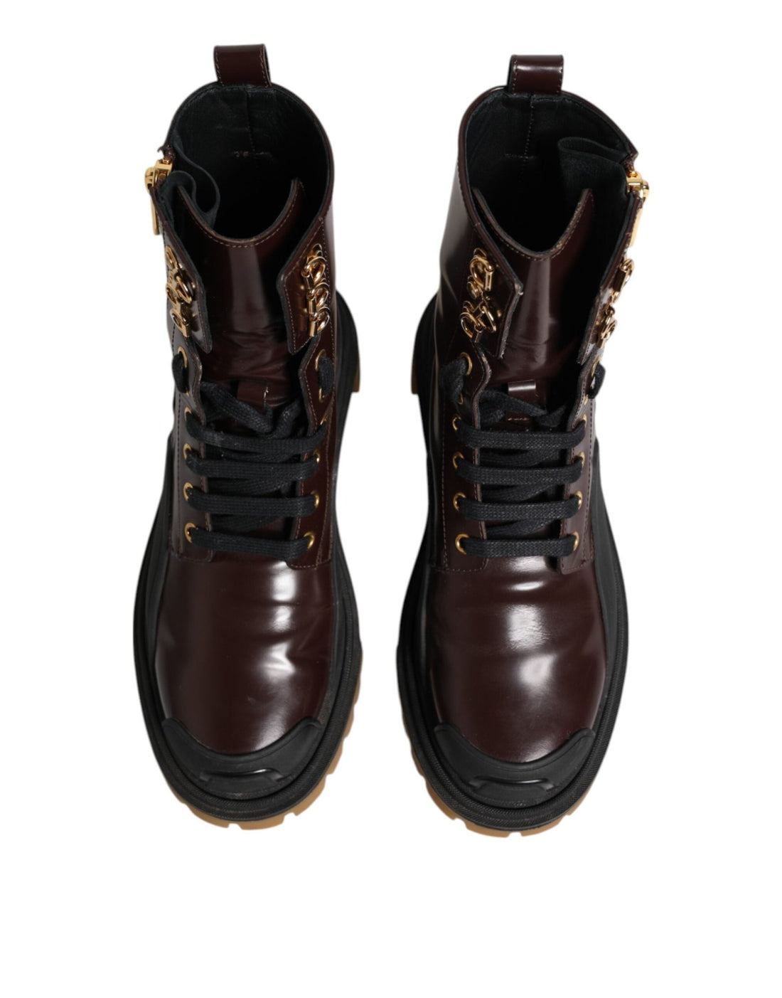 Dolce & Gabbana Maroon Leather Mid Calf Biker Boots Shoes - RIMODA