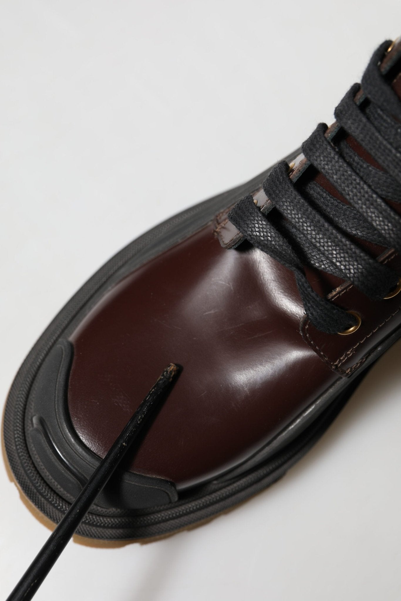 Dolce & Gabbana Maroon Leather Mid Calf Biker Boots Shoes - RIMODA