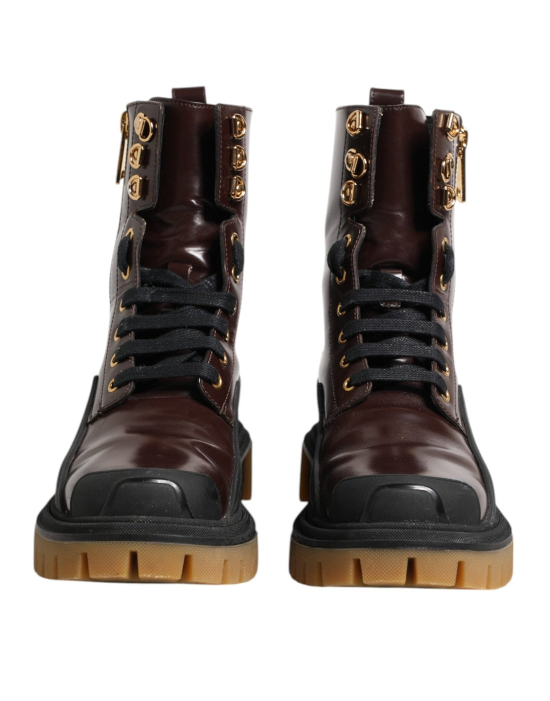 Dolce & Gabbana Maroon Leather Mid Calf Biker Boots Shoes - RIMODA