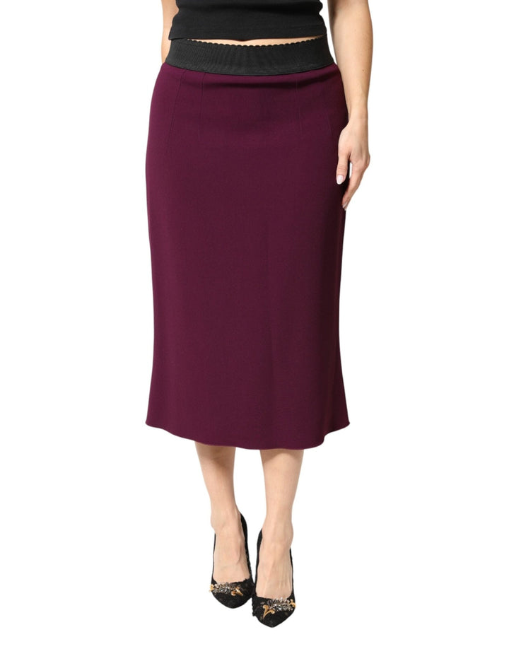 Dolce & Gabbana Maroon Mid Waist Pencil Cut Midi Skirt - RIMODA