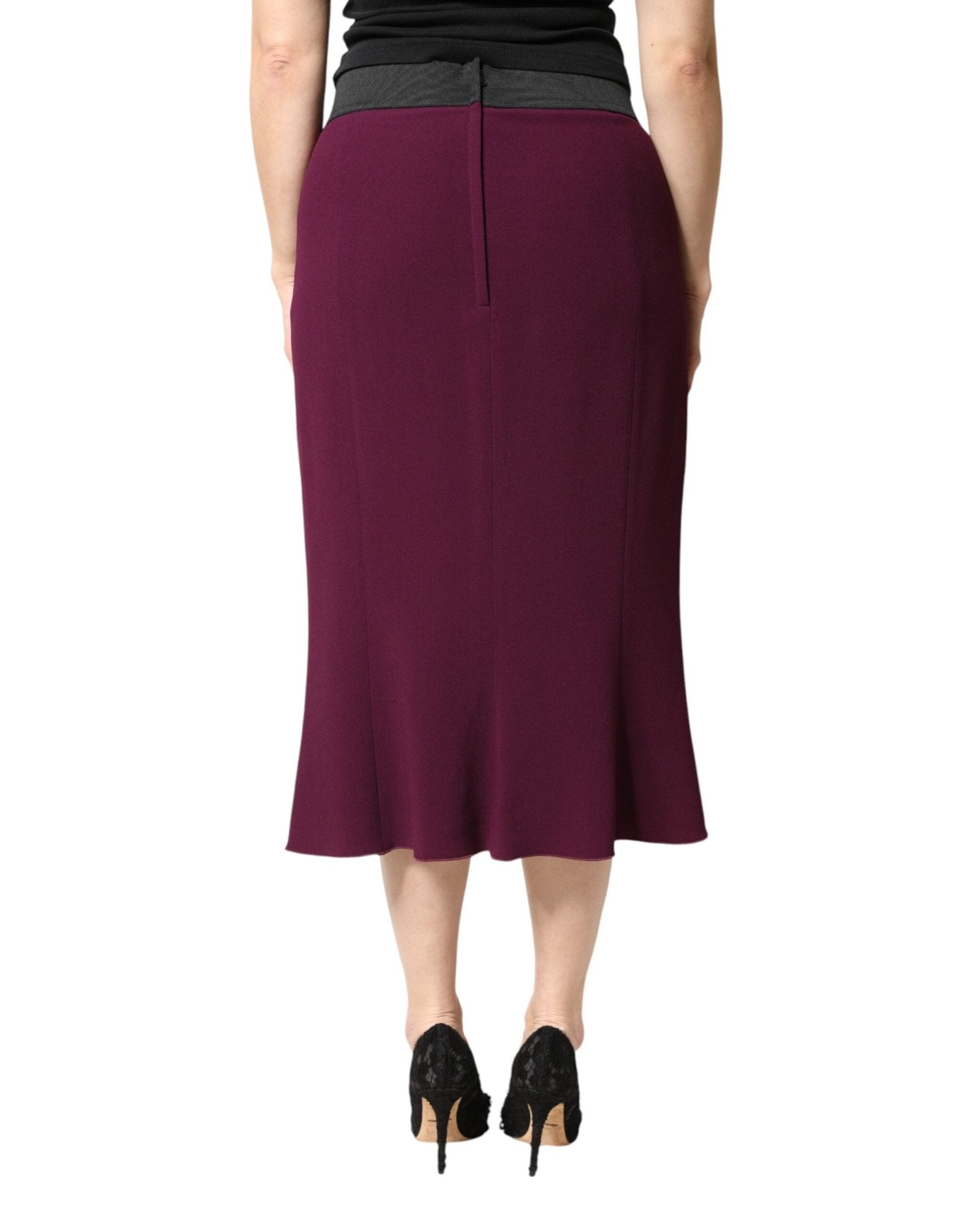 Dolce & Gabbana Maroon Mid Waist Pencil Cut Midi Skirt - RIMODA