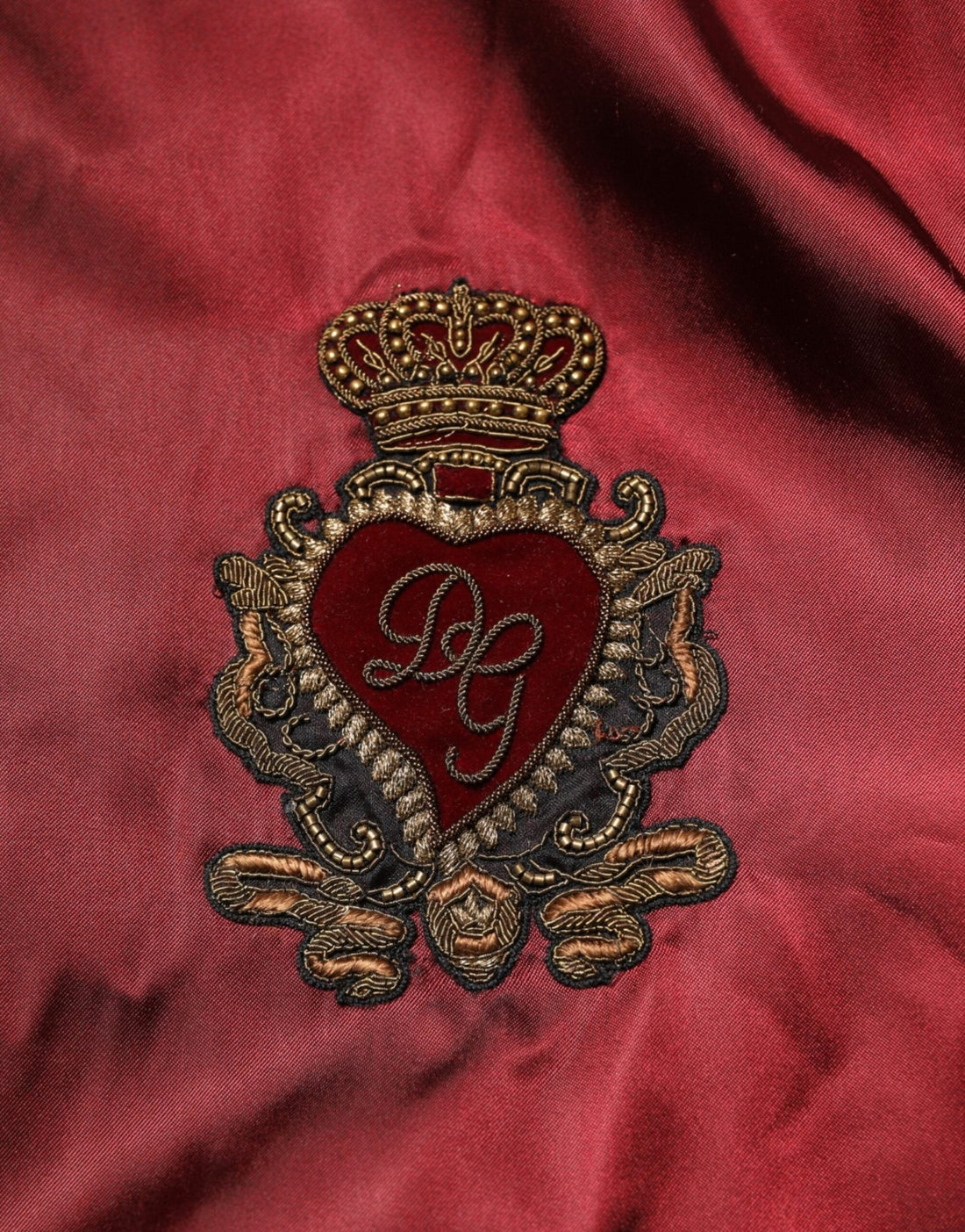 Dolce & Gabbana Maroon Nylon DG Crown Embroidery Jacket - RIMODA
