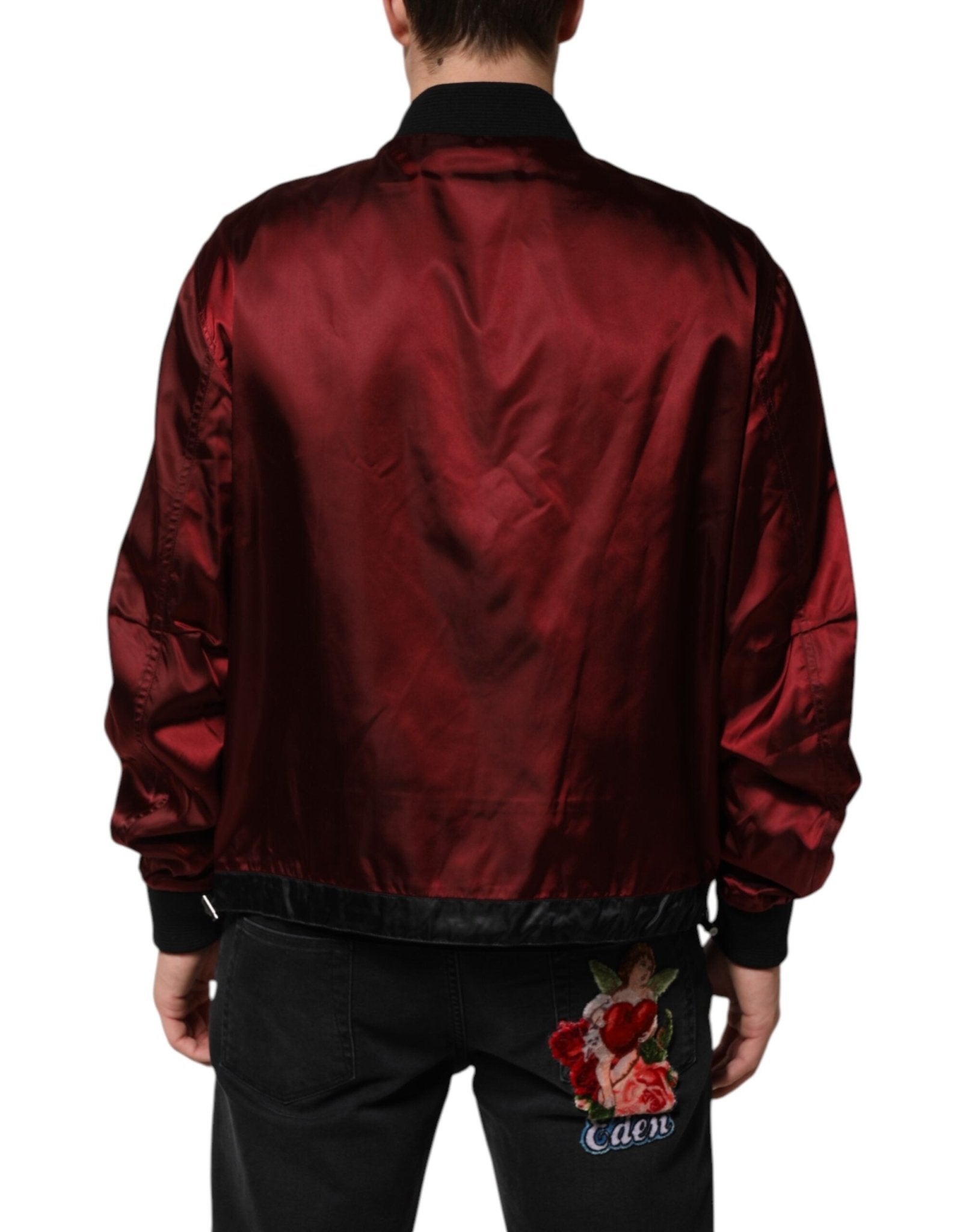 Dolce & Gabbana Maroon Nylon DG Crown Embroidery Jacket - RIMODA