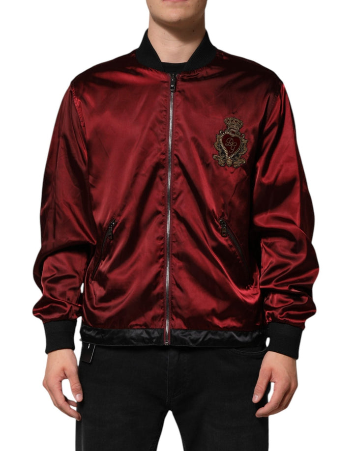 Dolce & Gabbana Maroon Nylon DG Crown Embroidery Jacket - RIMODA
