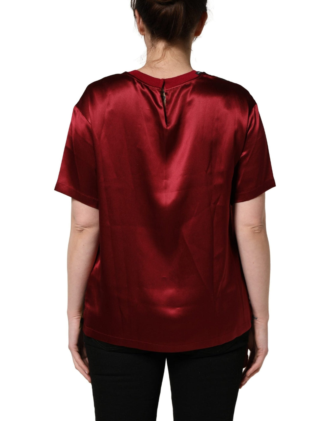 Dolce & Gabbana Maroon Royal Crown Dress Queen Painting Silk T-shirt - RIMODA