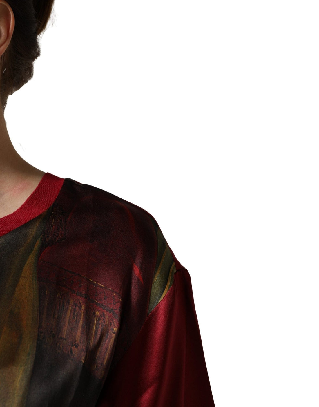 Dolce & Gabbana Maroon Royal Crown Dress Queen Painting Silk T-shirt - RIMODA