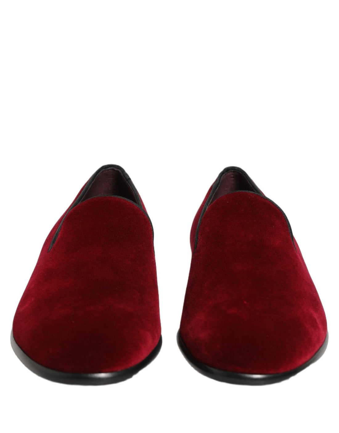 Dolce & Gabbana Maroon Velvet Slip On Dress Loafers Shoes - RIMODA