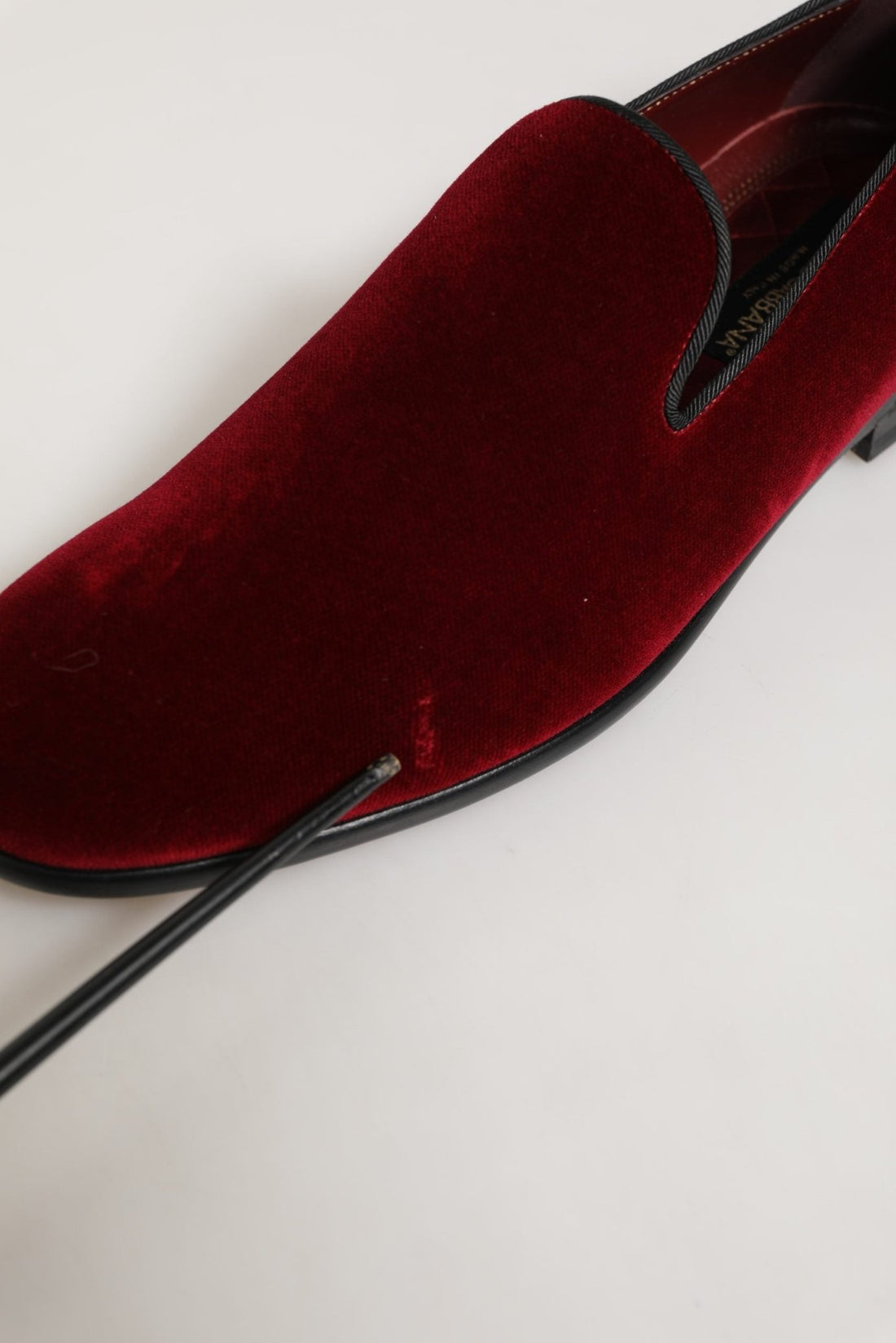 Dolce & Gabbana Maroon Velvet Slip On Dress Loafers Shoes - RIMODA