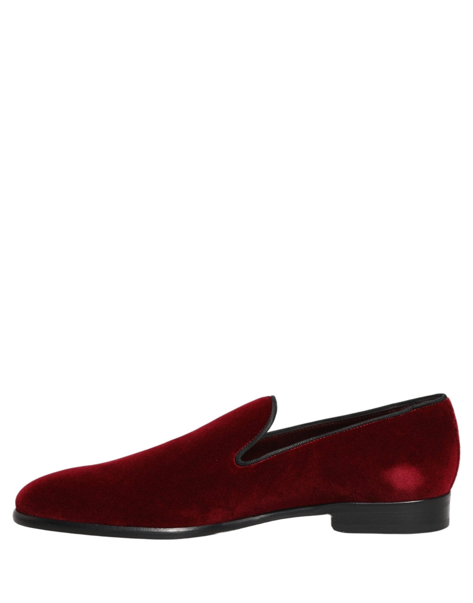 Dolce & Gabbana Maroon Velvet Slip On Dress Loafers Shoes - RIMODA