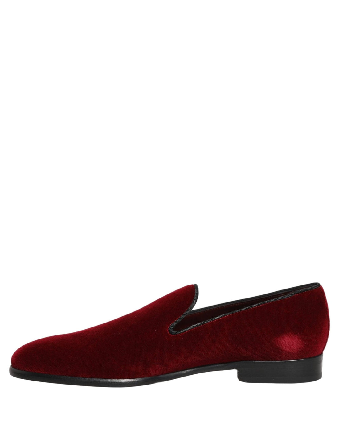 Dolce & Gabbana Maroon Velvet Slip On Dress Loafers Shoes - RIMODA