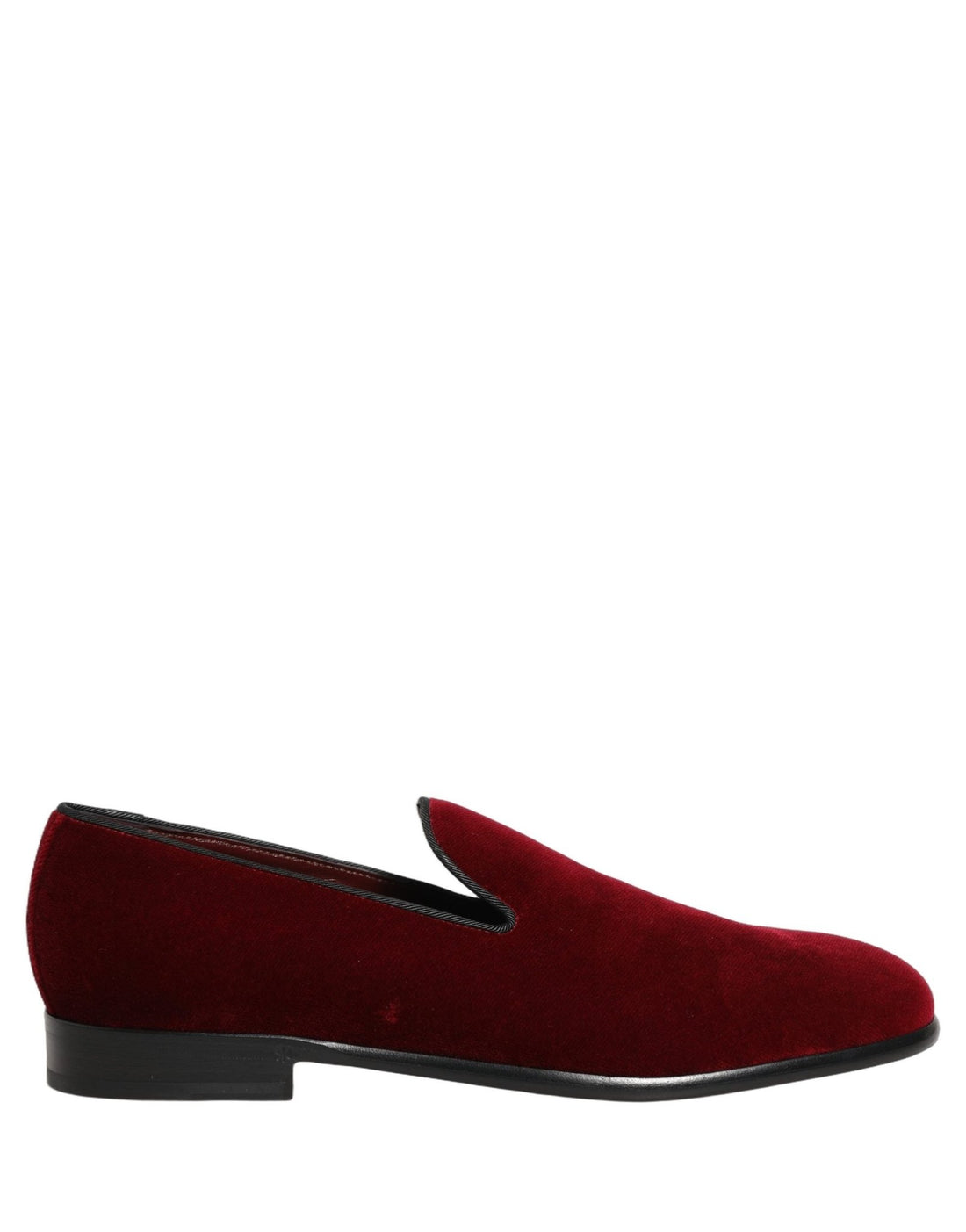 Dolce & Gabbana Maroon Velvet Slip On Dress Loafers Shoes - RIMODA