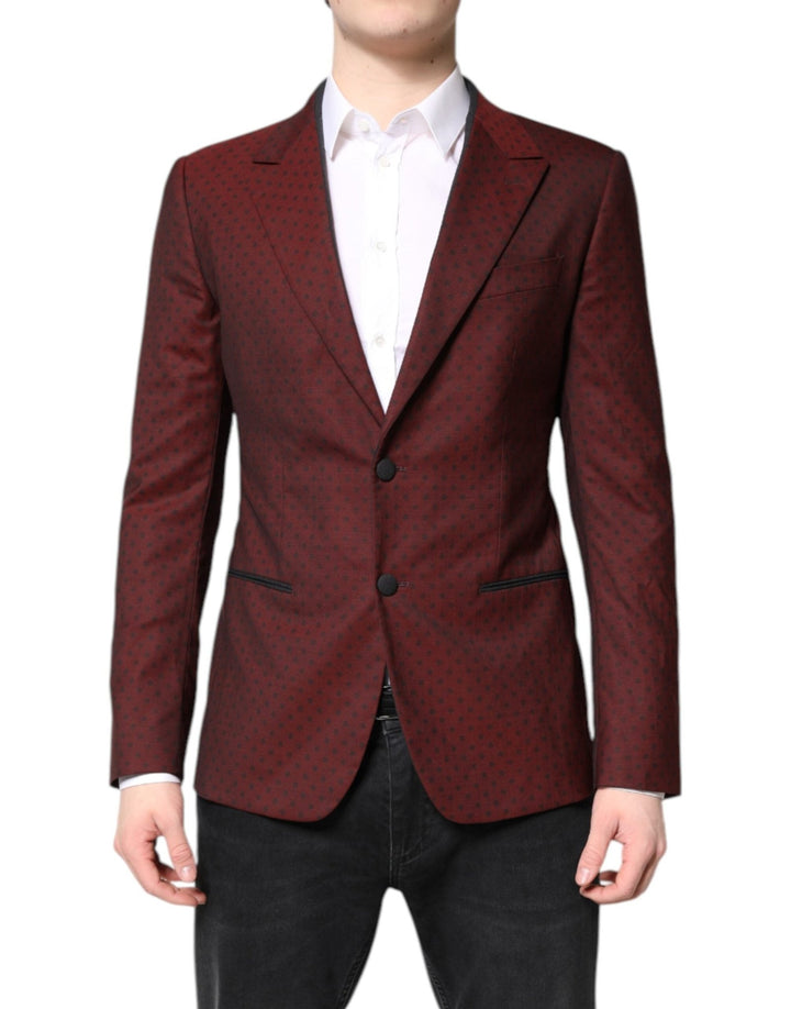 Dolce & Gabbana Maroon Wool Slim Fit Men Coat Jacket Blazer - RIMODA
