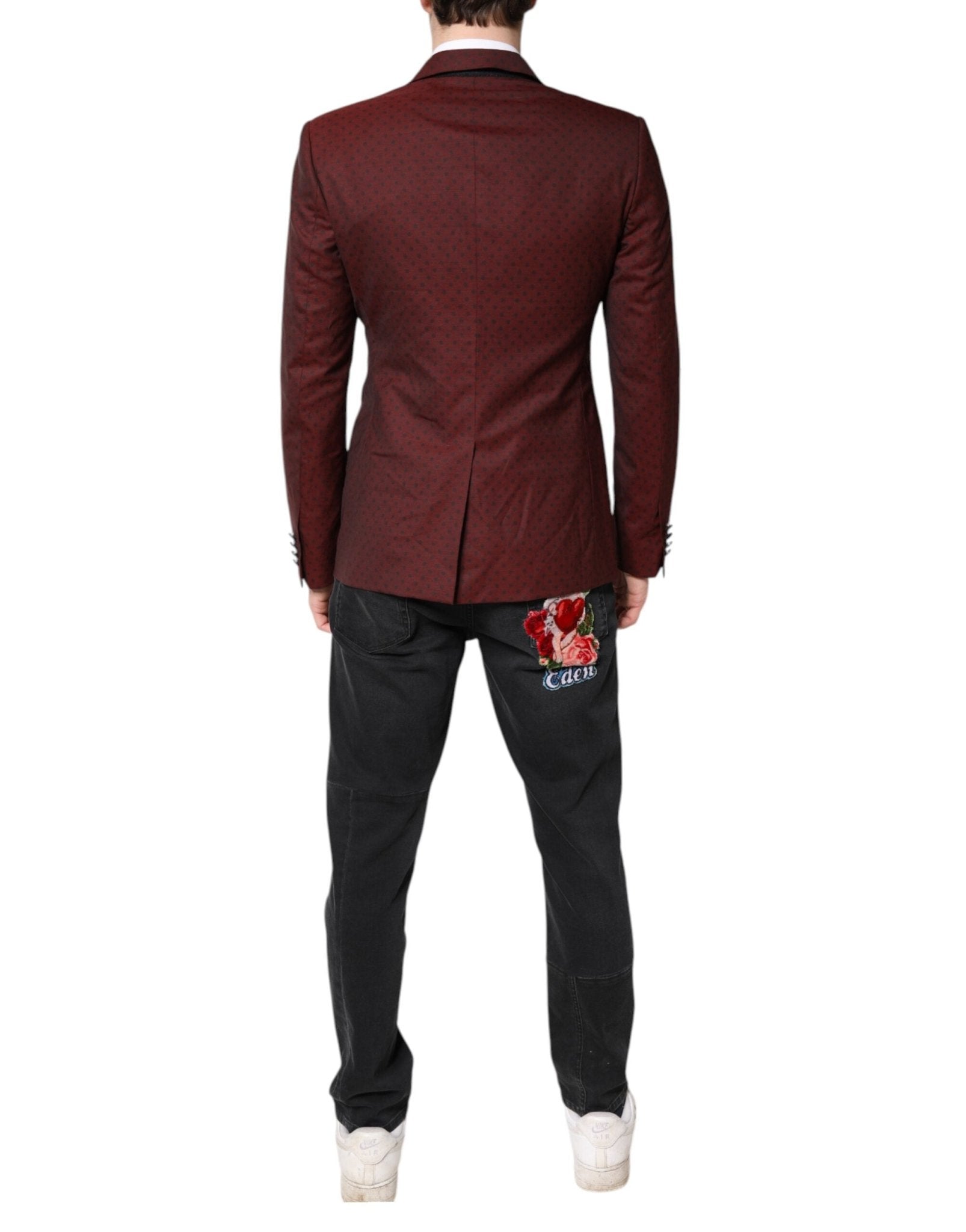 Dolce & Gabbana Maroon Wool Slim Fit Men Coat Jacket Blazer - RIMODA