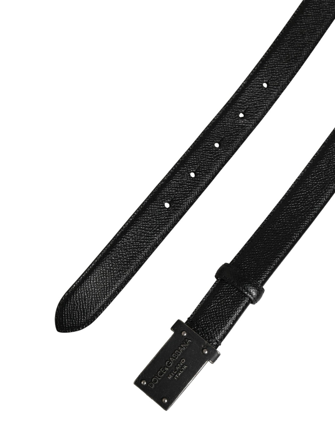 Dolce & Gabbana Men Black Calf Leather Logo Metal Buckle Belt - RIMODA