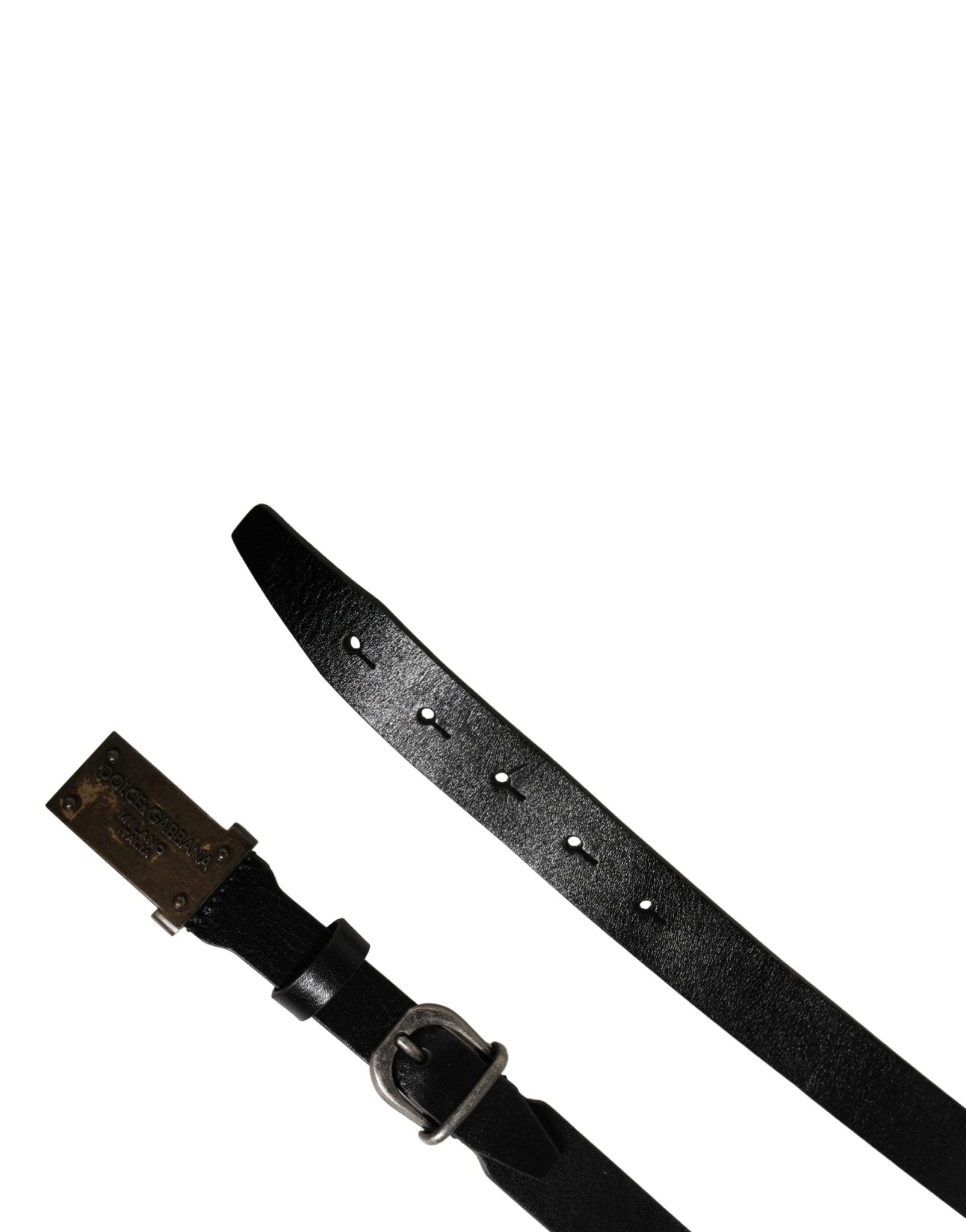Dolce & Gabbana Men Black Classic Leather Logo Buckle Belt - RIMODA