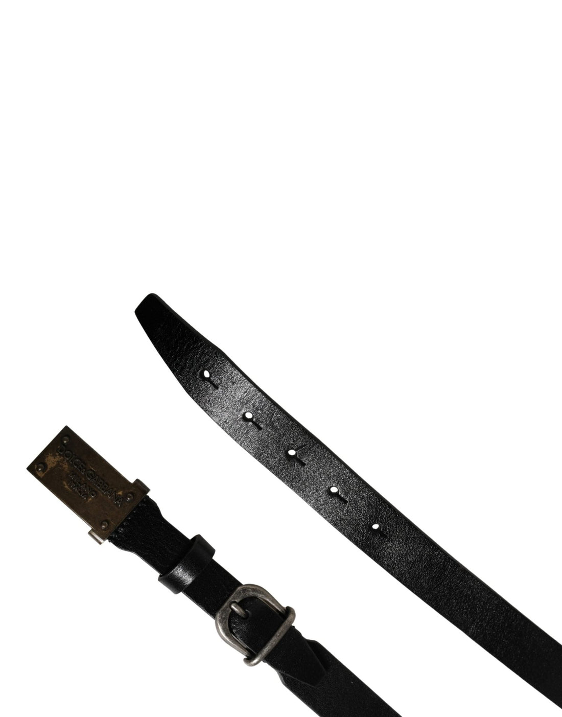 Dolce & Gabbana Men Black Classic Leather Logo Buckle Belt - RIMODA