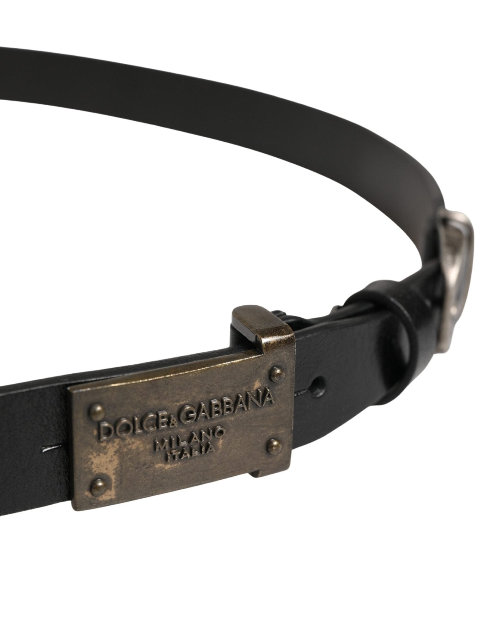 Dolce & Gabbana Men Black Classic Leather Logo Buckle Belt - RIMODA