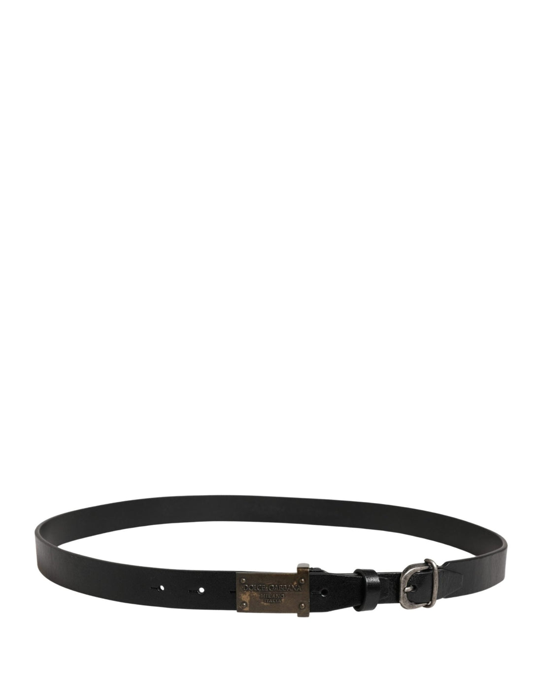 Dolce & Gabbana Men Black Classic Leather Logo Buckle Belt - RIMODA