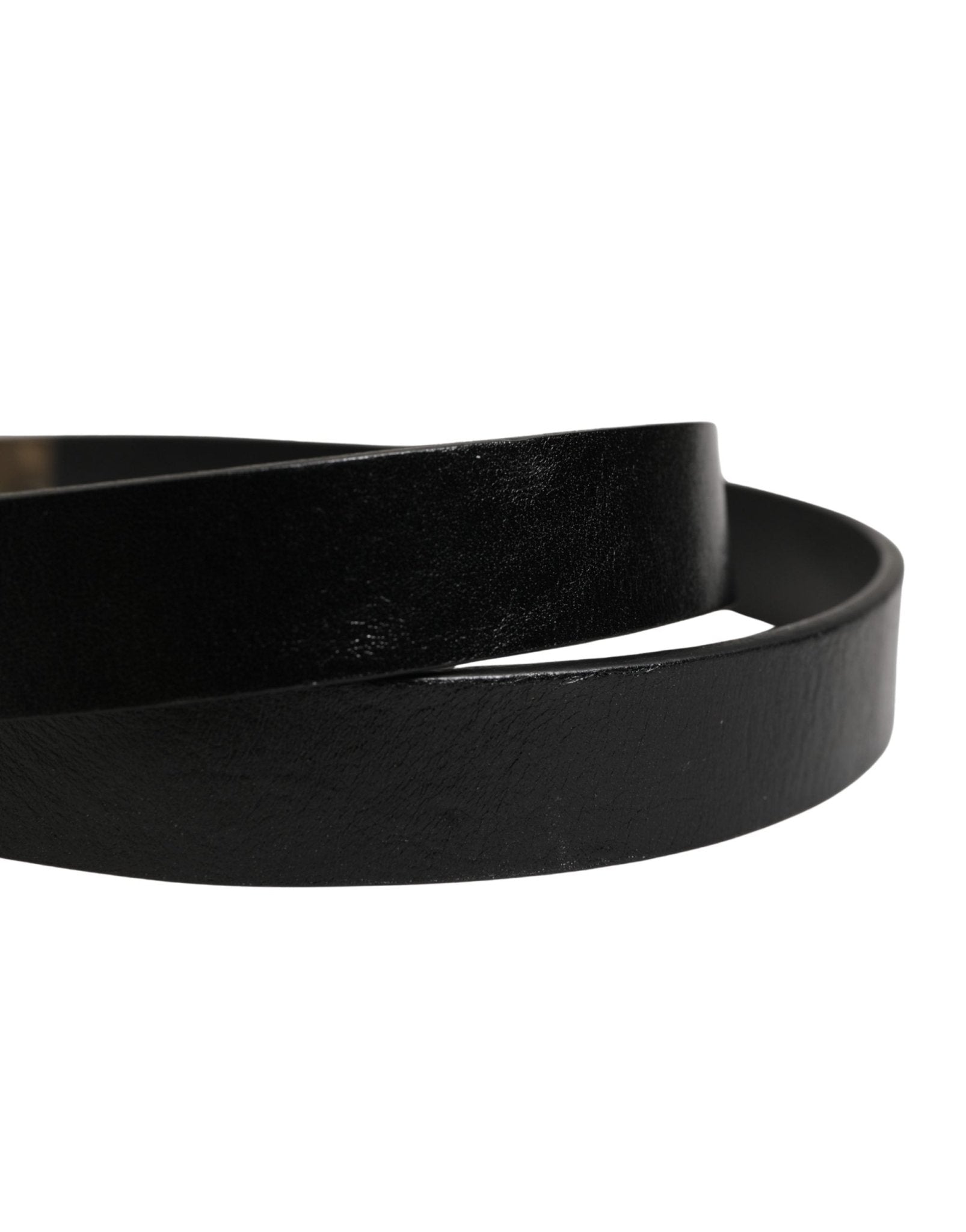 Dolce & Gabbana Men Black Classic Leather Logo Buckle Belt - RIMODA