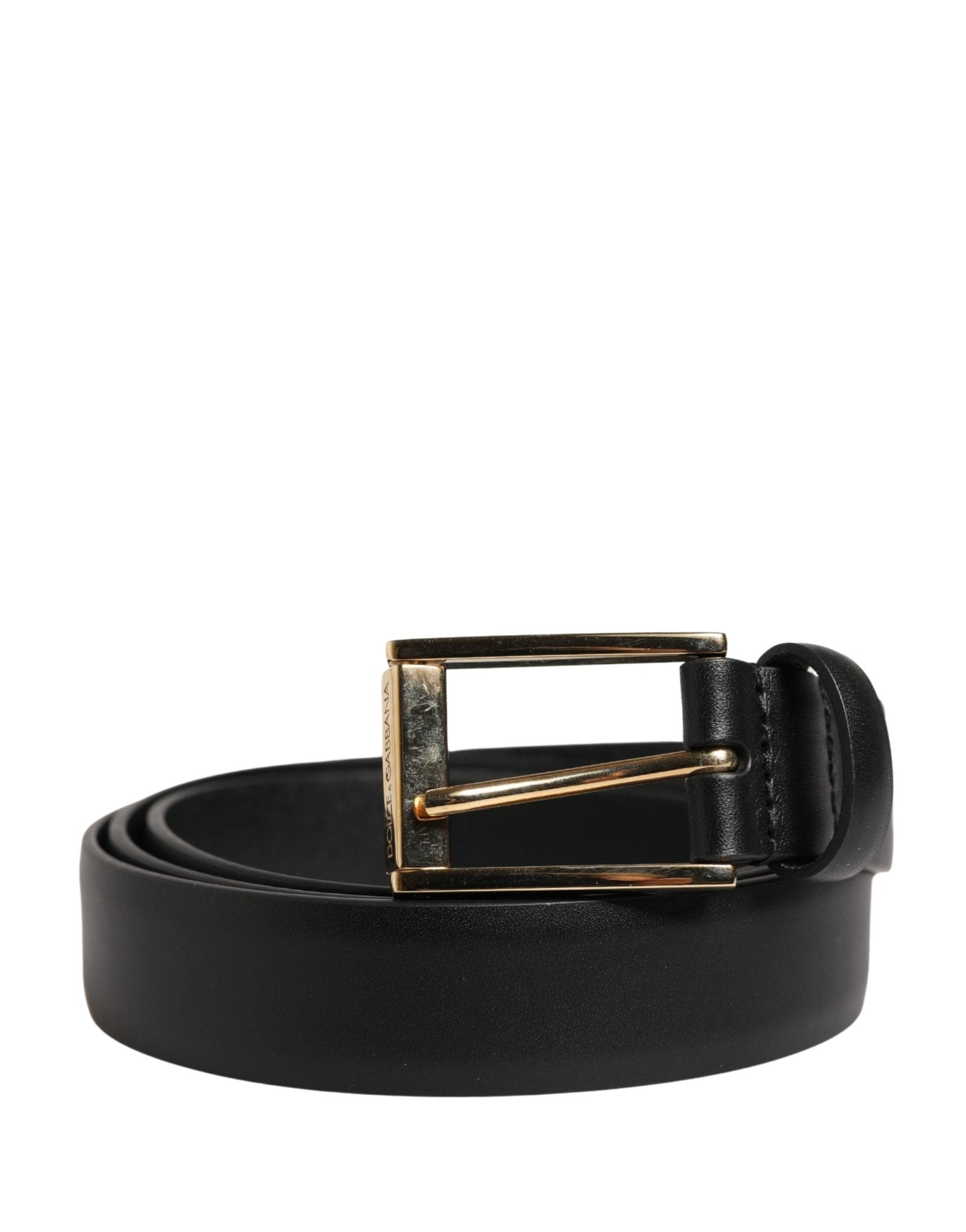 Dolce & Gabbana Men Black Classic Leather Metal Buckle Belt - RIMODA