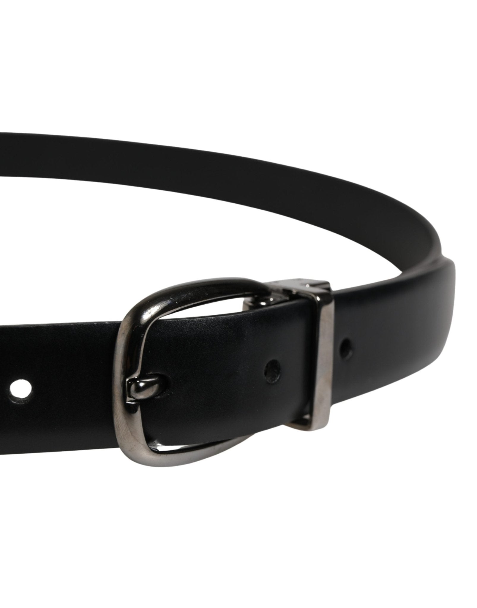 Dolce & Gabbana Men Black Classic Leather Metal Buckle Belt - RIMODA