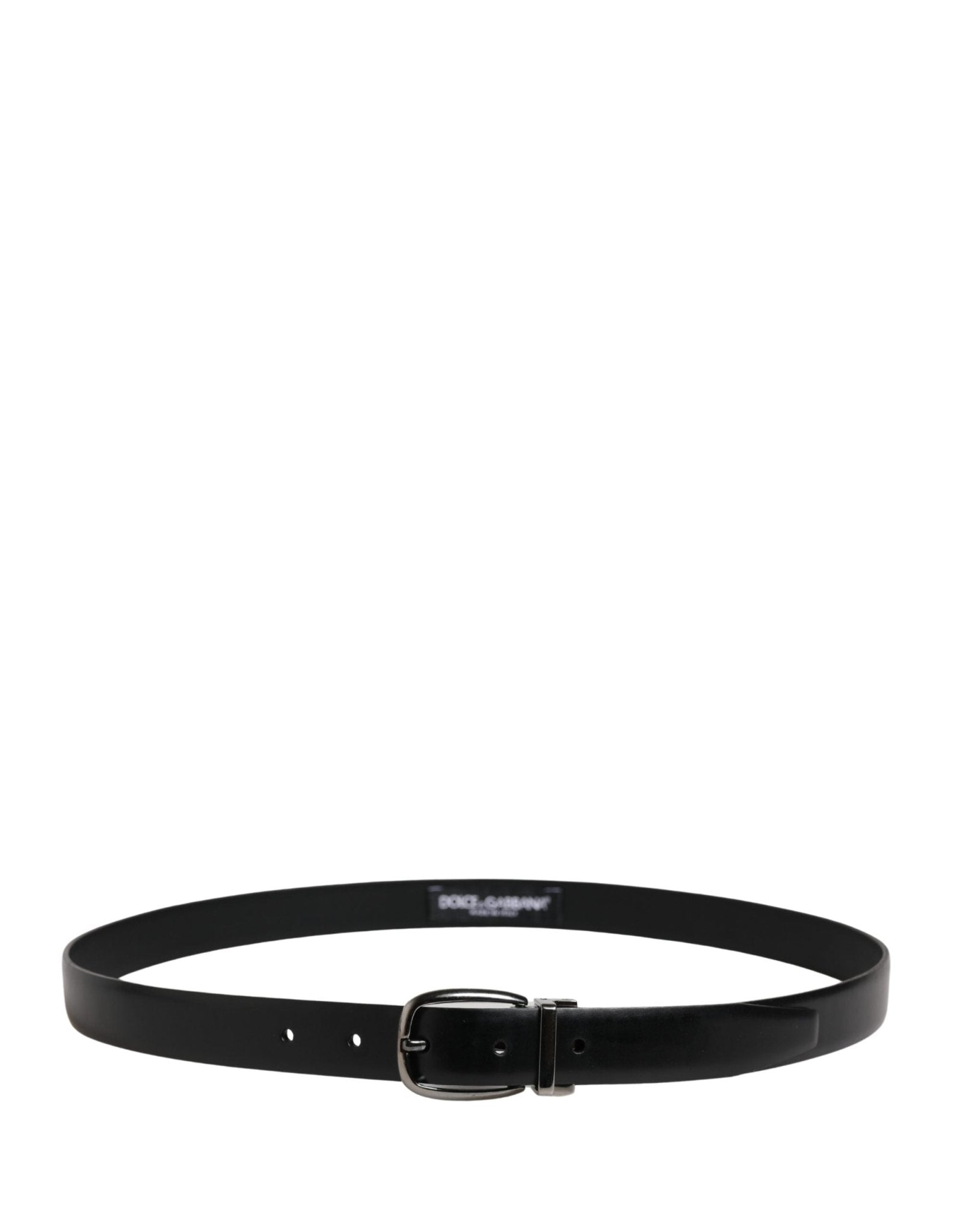 Dolce & Gabbana Men Black Classic Leather Metal Buckle Belt - RIMODA