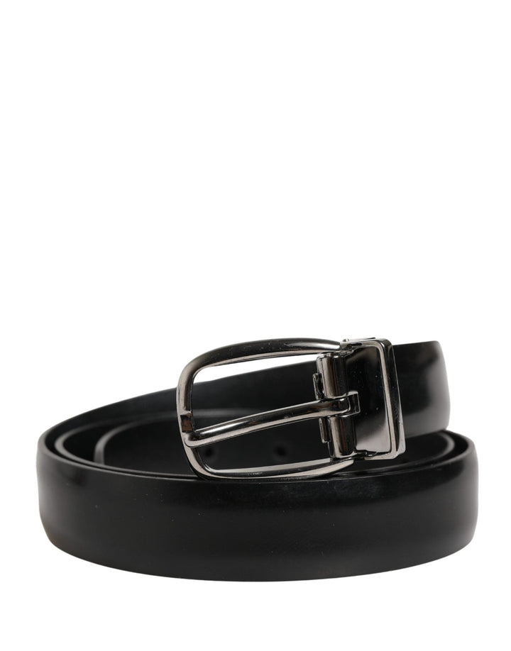 Dolce & Gabbana Men Black Classic Leather Metal Buckle Belt - RIMODA