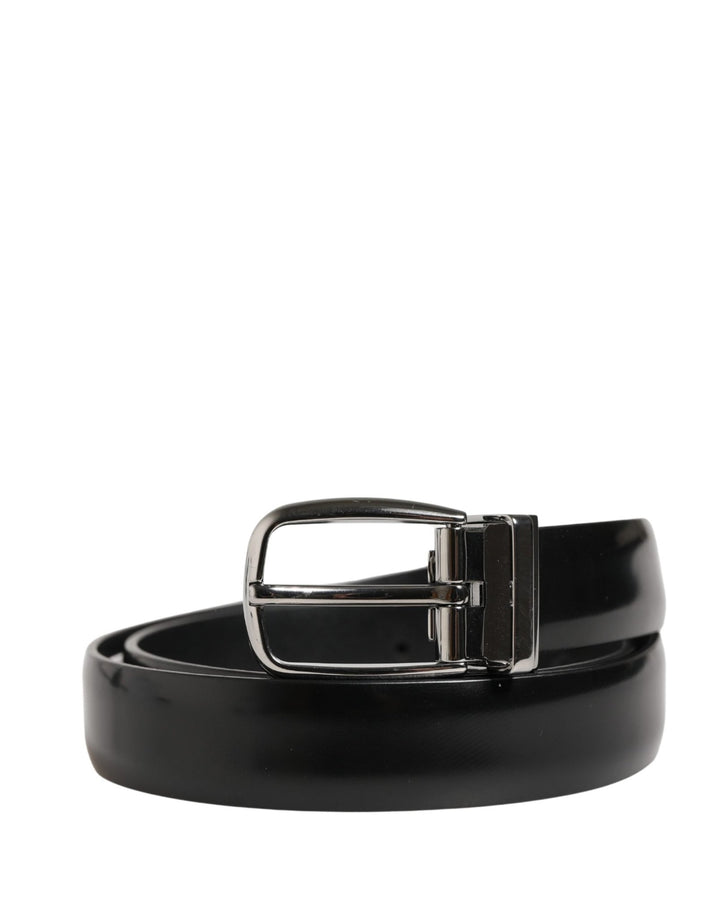 Dolce & Gabbana Men Black Classic Leather Metal Buckle Belt - RIMODA