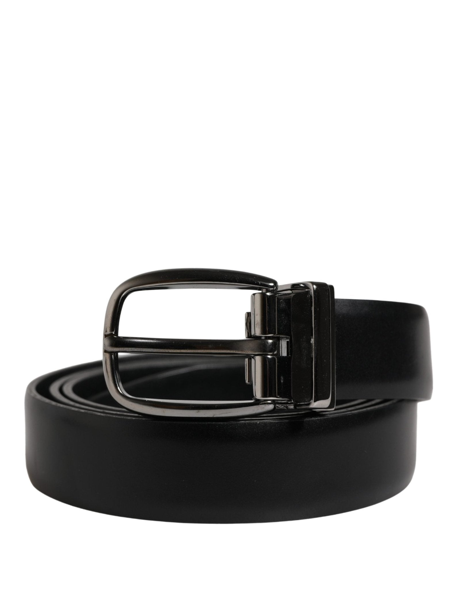Dolce & Gabbana Men Black Classic Leather Metal Buckle Belt - RIMODA