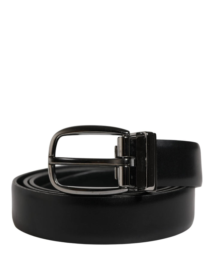 Dolce & Gabbana Men Black Classic Leather Metal Buckle Belt - RIMODA