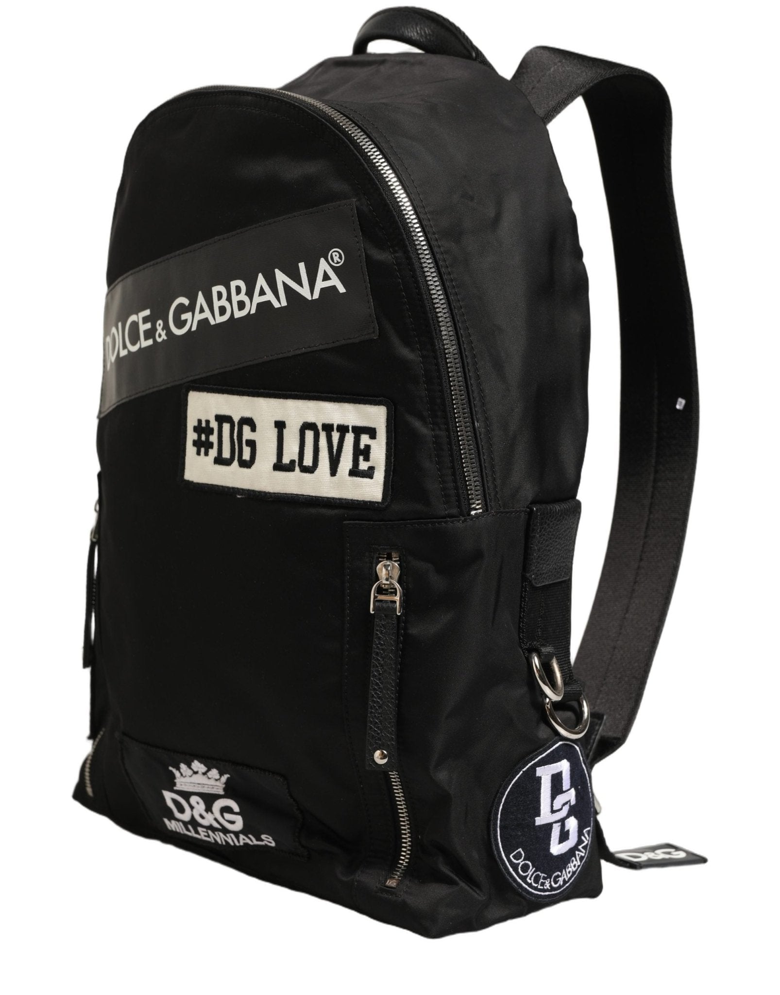 Dolce & Gabbana Men Black DG LOVE Logo Patches Nylon Backpack Bag - RIMODA