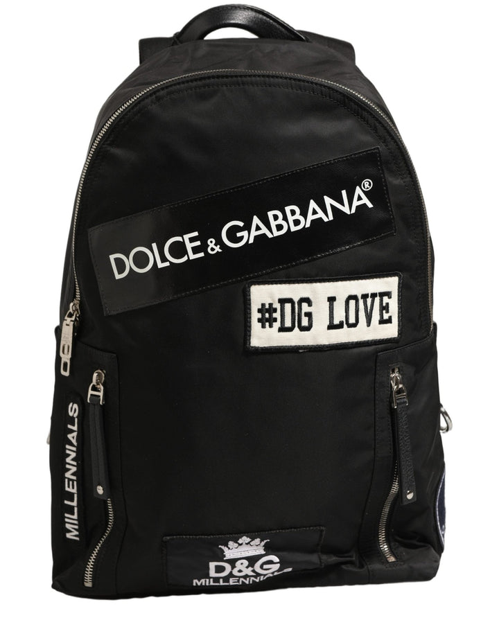 Dolce & Gabbana Men Black DG LOVE Logo Patches Nylon Backpack Bag - RIMODA