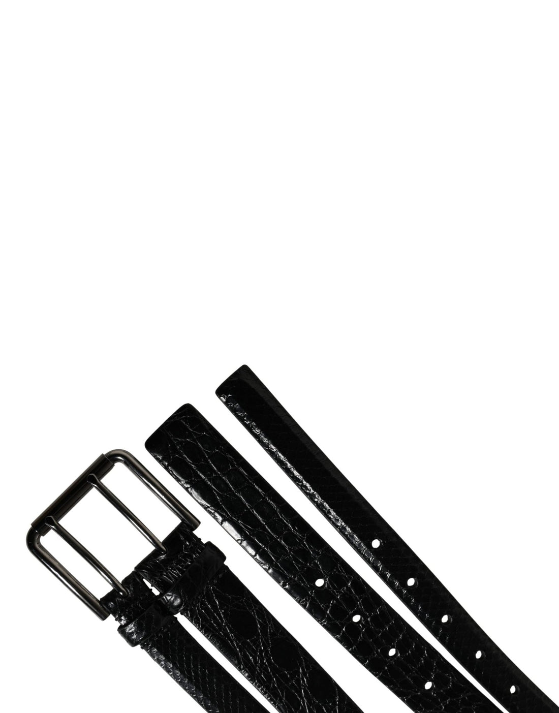 Dolce & Gabbana Men Black Exotic Leather Double Strap Belt - RIMODA