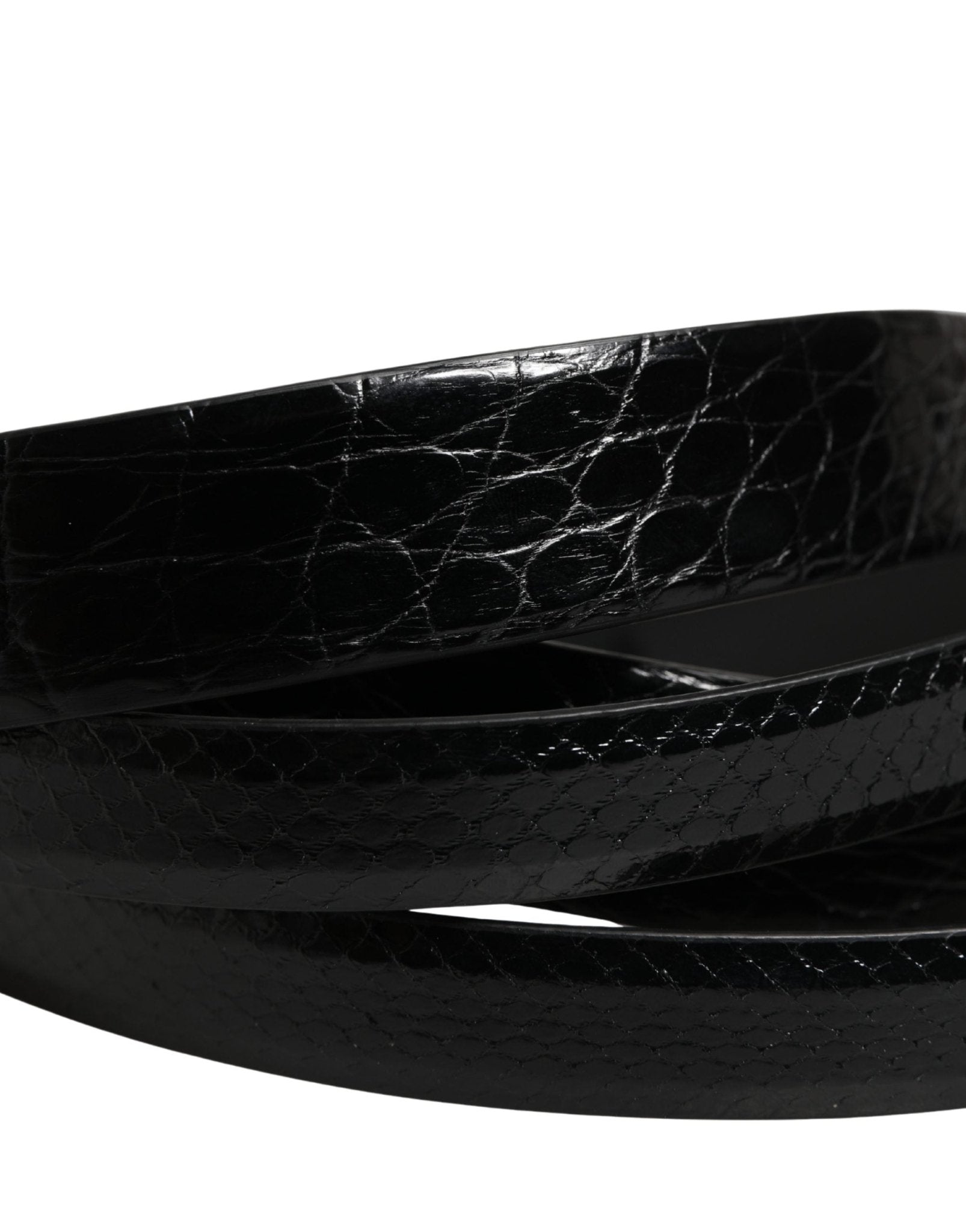 Dolce & Gabbana Men Black Exotic Leather Double Strap Belt - RIMODA
