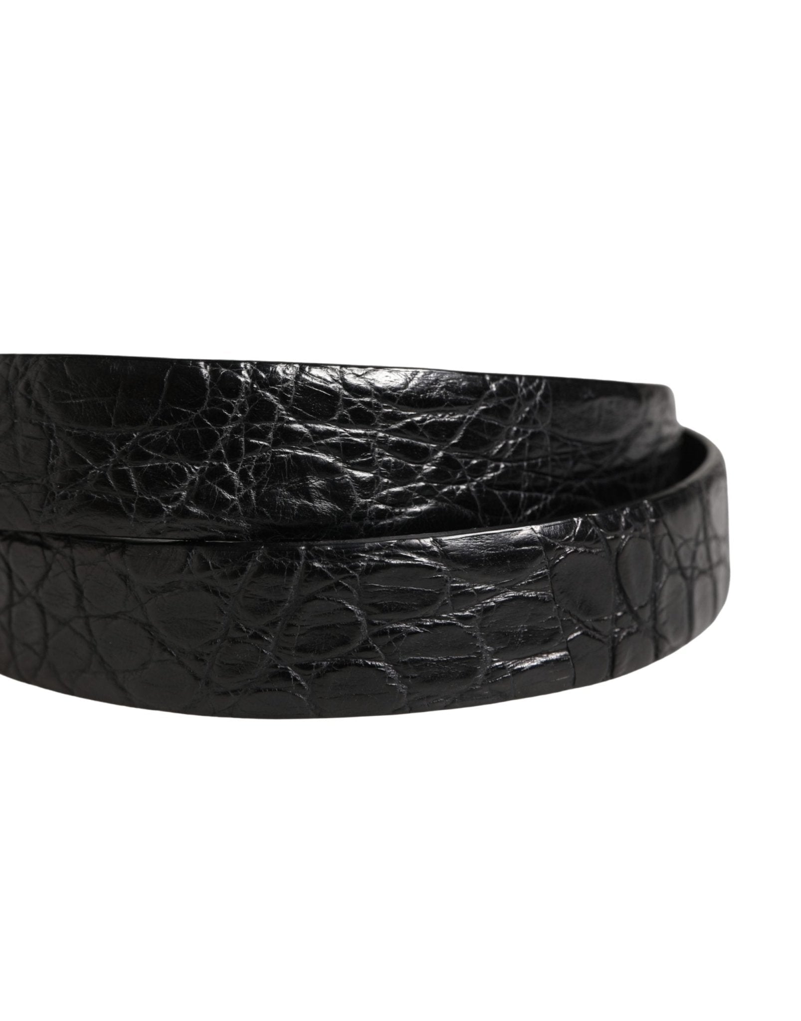 Dolce & Gabbana Men Black Exotic Leather Metal Buckle Belt - RIMODA