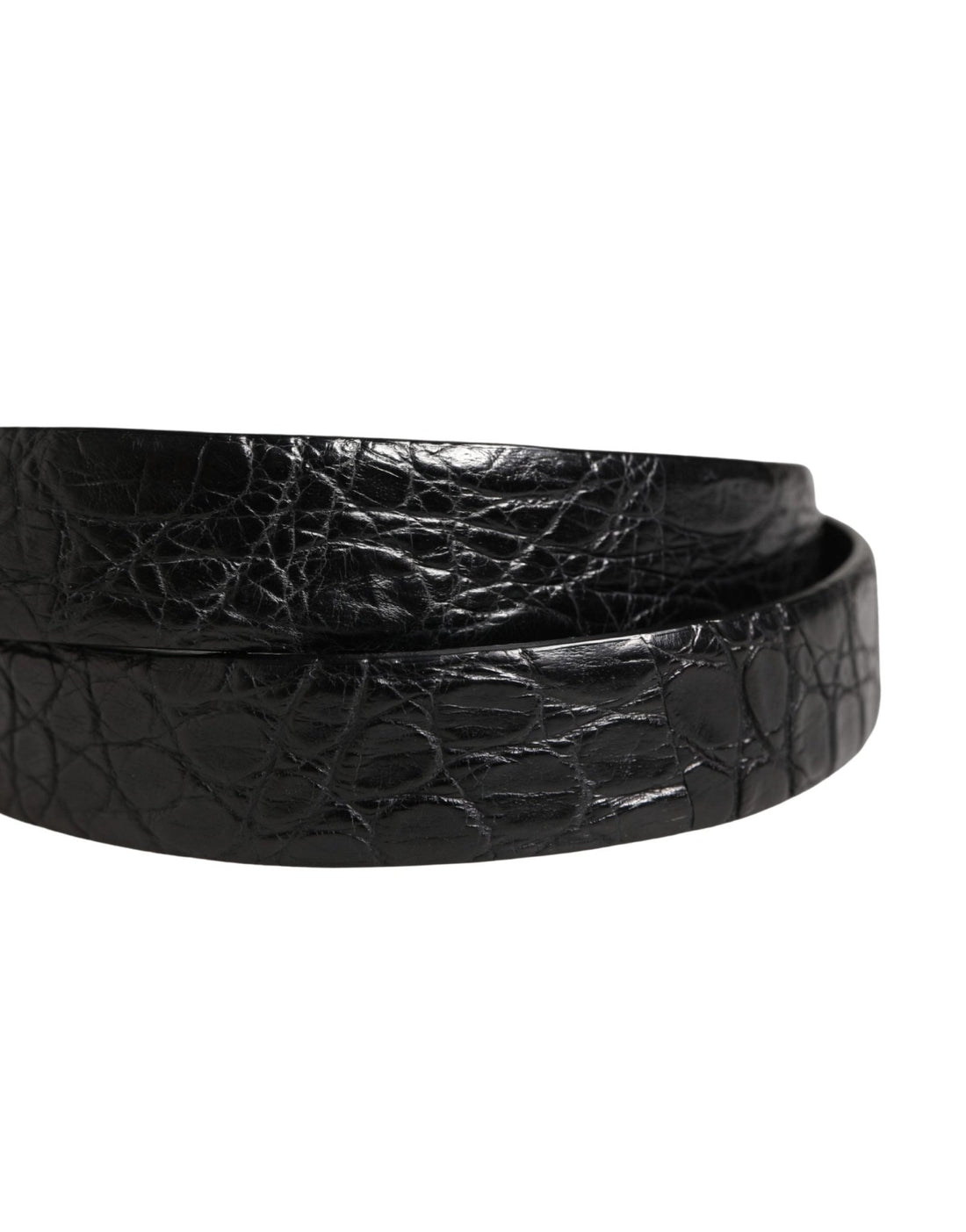 Dolce & Gabbana Men Black Exotic Leather Metal Buckle Belt - RIMODA