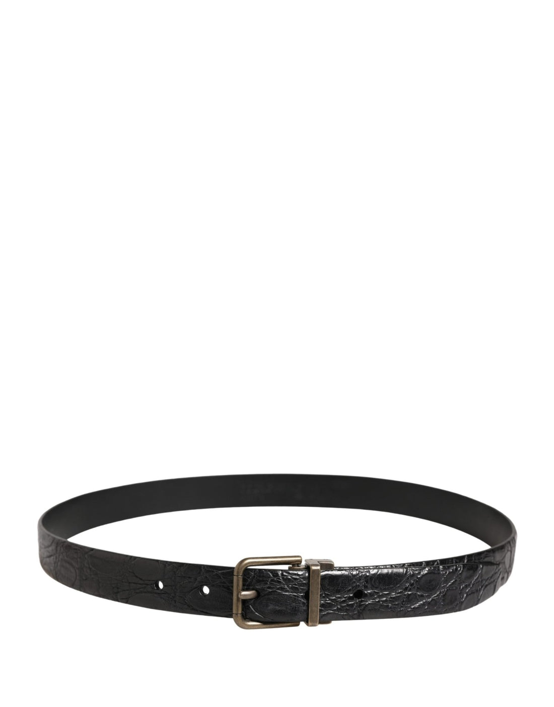 Dolce & Gabbana Men Black Exotic Leather Metal Buckle Belt - RIMODA