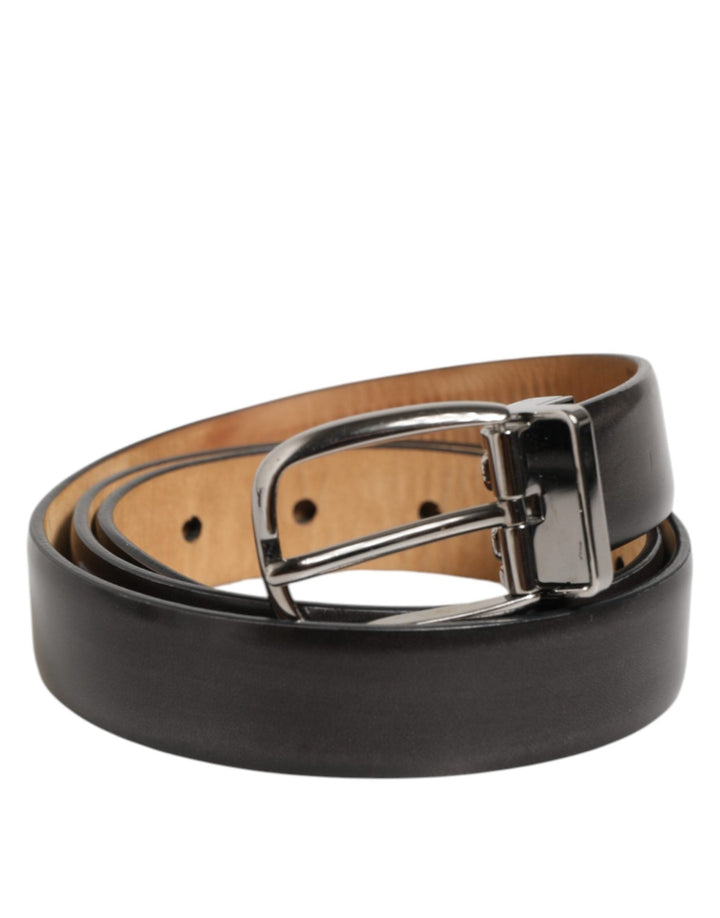 Dolce & Gabbana Men Black Leather Classic Metal Buckle Belt - RIMODA