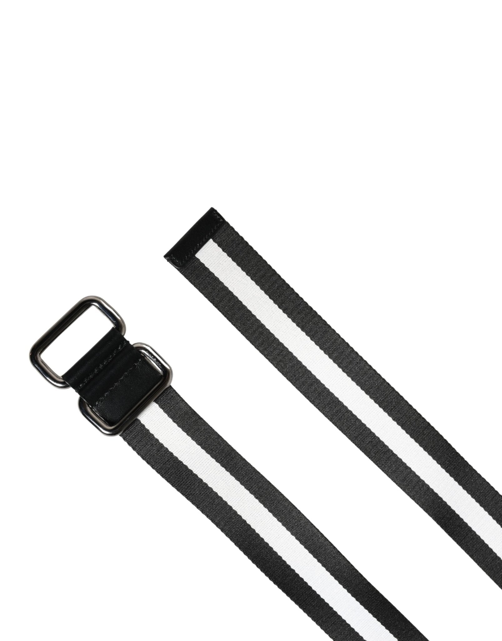 Dolce & Gabbana Men Black White Nylon Logo Metal Buckle Belt - RIMODA