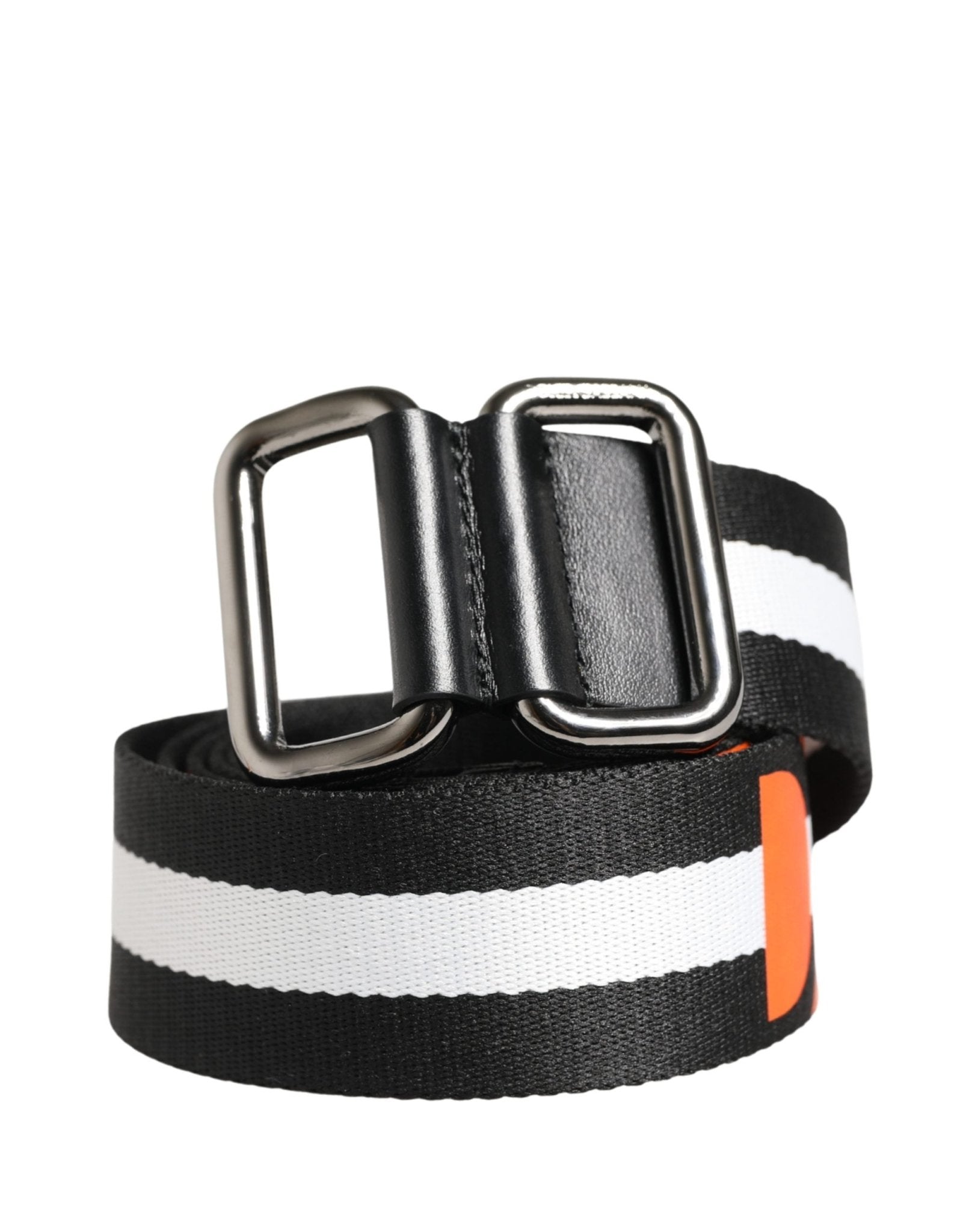 Dolce & Gabbana Men Black White Nylon Logo Metal Buckle Belt - RIMODA