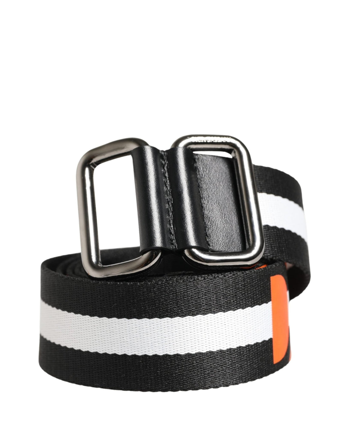 Dolce & Gabbana Men Black White Nylon Logo Metal Buckle Belt - RIMODA