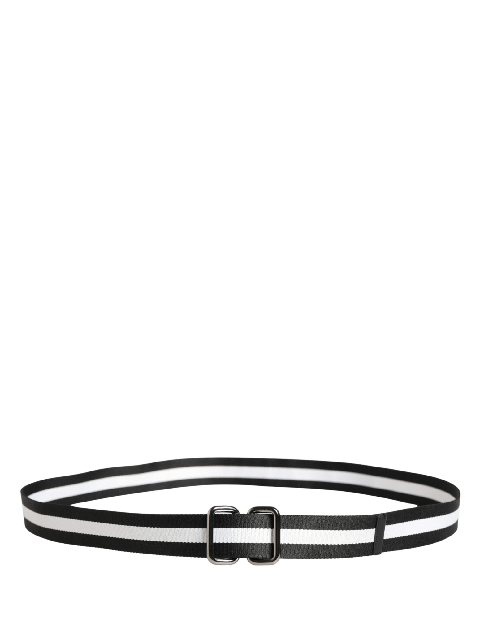 Dolce & Gabbana Men Black White Nylon Logo Metal Buckle Belt - RIMODA