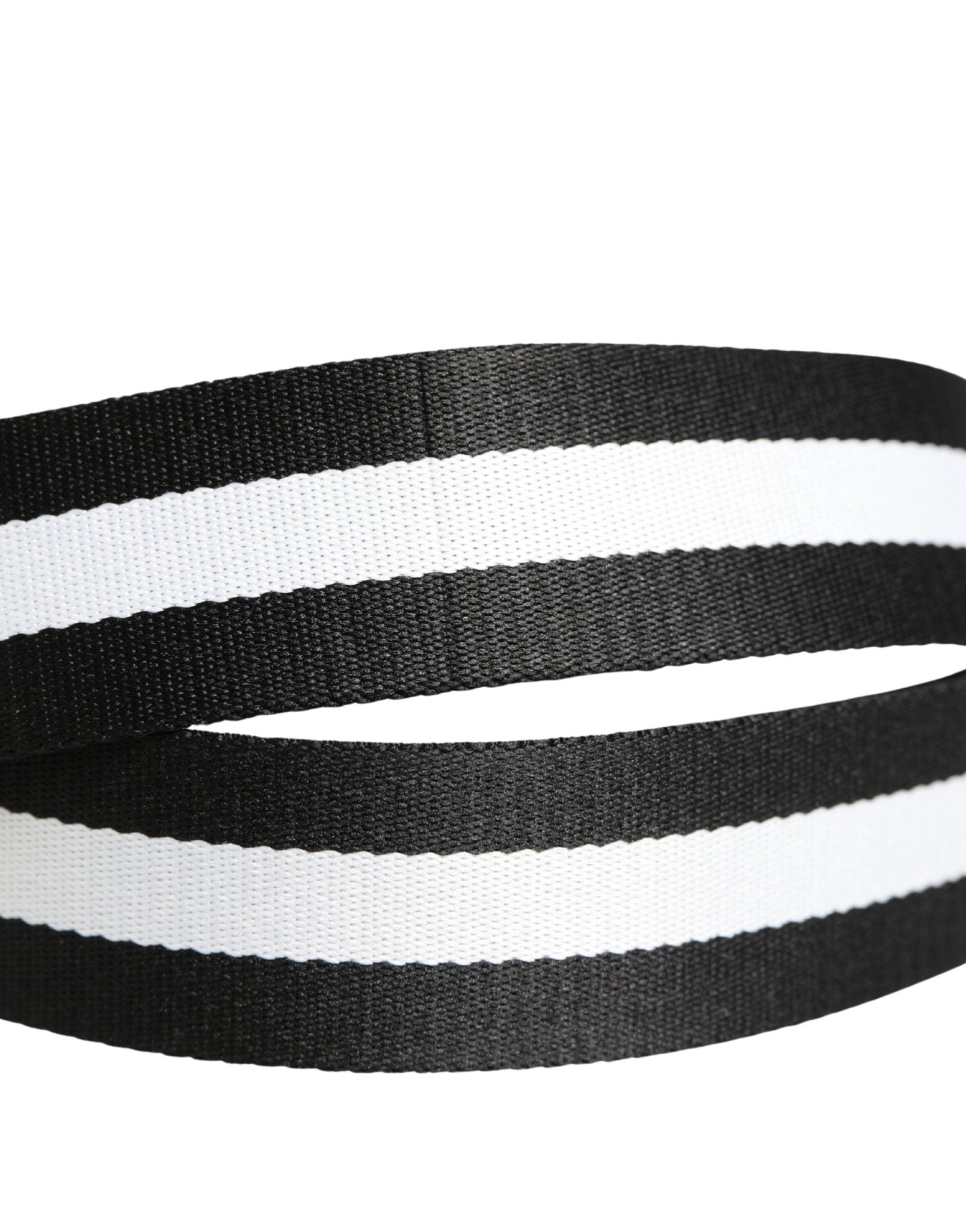 Dolce & Gabbana Men Black White Nylon Logo Metal Buckle Belt - RIMODA
